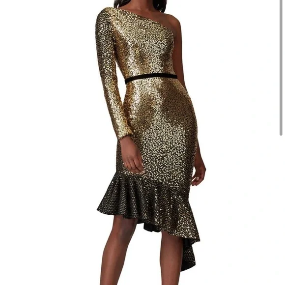 knee length dresses for ladies Metallic Lame Pleated Gown main image 1